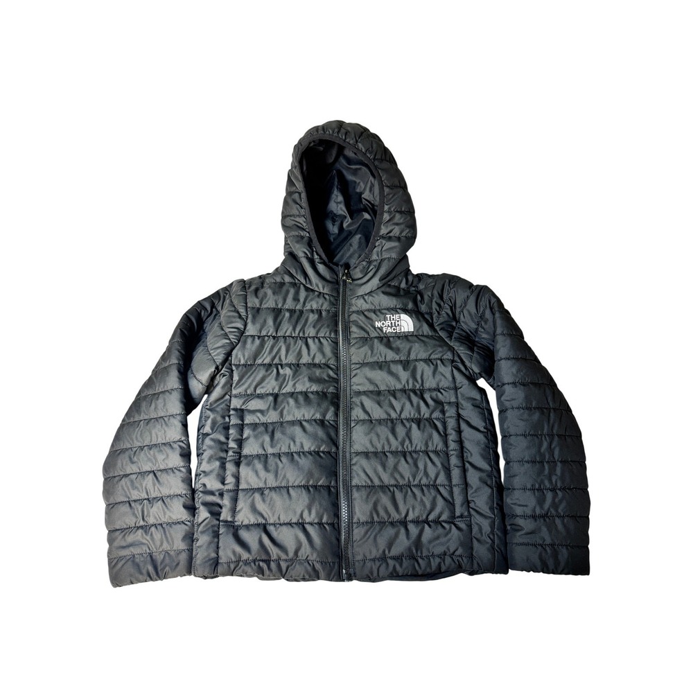 The North Face Kids Black Circular Design Hooded Puffer Jacket Adolescent XS 6
